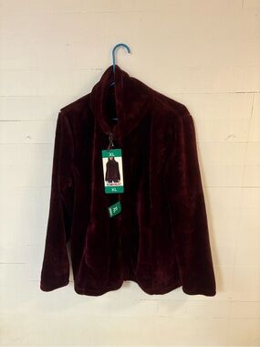 32 Degree Heat Burgundy Faux Fur Jacket XL NWT Plush Zip Up